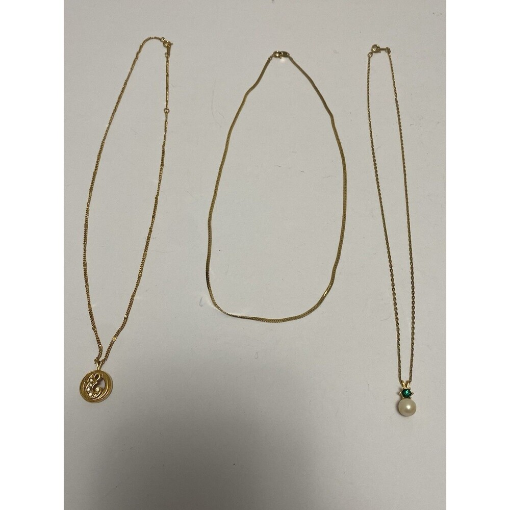 Gold Tone Lot Of 3 Costume Necklace Avon Trifari Lot